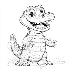 Obraz premium Crocodile Cartoon Coloring Page for Kids