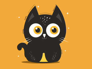 Cute cartoon black cat. Vector illustration in a flat style.