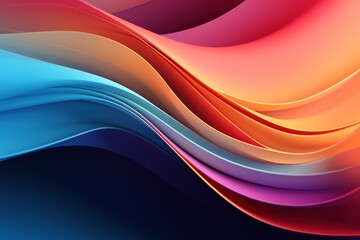 Abstract colorful wavy lines with blue and orange shades on a dark background.