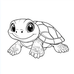 Fototapeta premium Cartoon Turtle Coloring Page for Kids to Enjoy