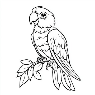 recommend clip art: Cute Parrot Coloring Page for Kids in Cartoon Style