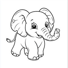 Obraz premium Cute Cartoon Elephant Coloring Page for Children