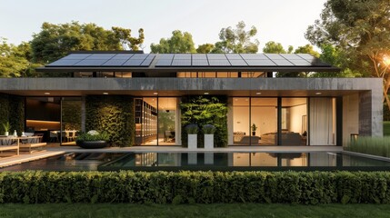Fototapeta premium Smart EcoHome Futuristic Solar Energy Efficiency Visualization in Modern Architecture