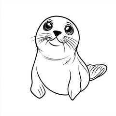 Cute Seal Coloring Page for Kids in Cartoon Style