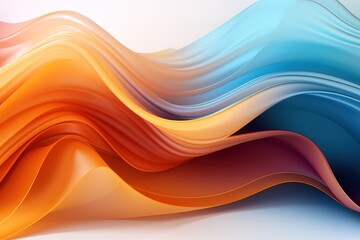 Abstract orange, blue, and purple 3D wavy background.