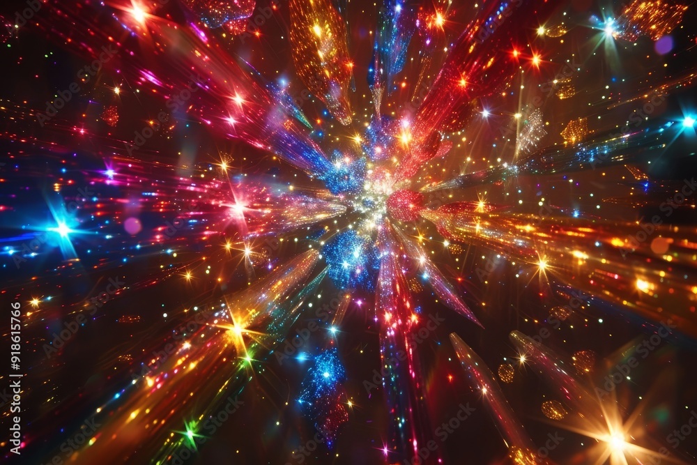 Aufkleber painting of colorful stars on colorful background, Starbursts Exploding stars in variety of colors and shapes