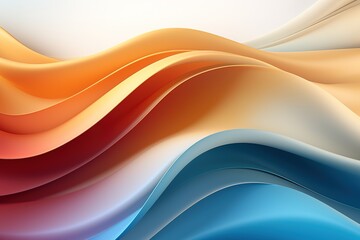 Abstract wavy background in orange, blue and white tones.