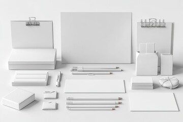 Realistic blank stationery set mockup isolated created with generative ai