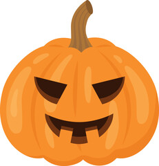 Halloween pumpkin with scary face. Carved Halloween holiday decoration. Vector illustration.