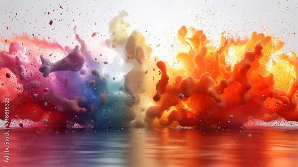 Wall mural explosive color splash - generative ai