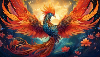 Obraz premium Mythical Creature phoenix with detailed, imaginative designs