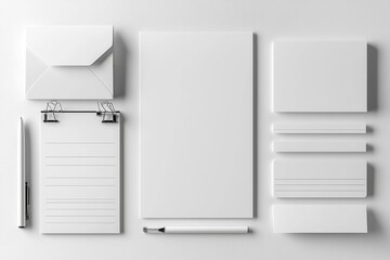 Naklejka premium Realistic blank stationery set mockup isolated created with generative ai