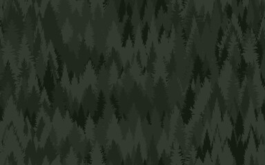 Pine trees seamless pattern jungle theme tea green mos color woods vintage retro style 90s 80s old vector texture fabric textile paper print packaging wrapping background wallpaper