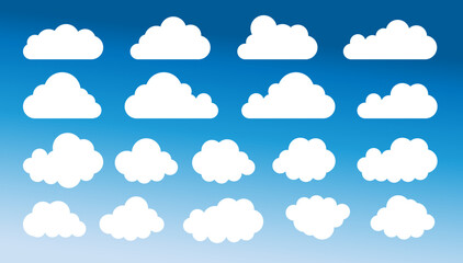 Obraz premium Set of cartoon cloud in a flat design. White cloud. Vector