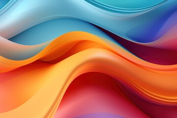 Abstract wavy background with vibrant orange, blue, red, and purple hues.