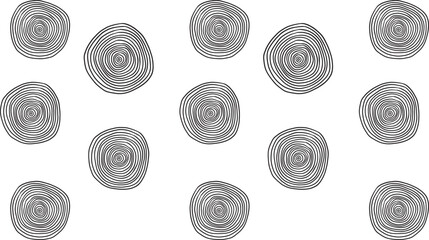Simple Pattern of Hand Drawn Concentric Circles on White.