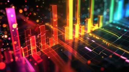 Fototapeta premium Vibrant Data Visualization Illuminated Charts on Futuristic Digital Background