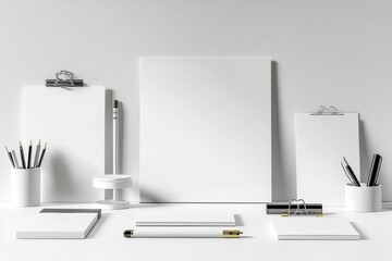 Realistic blank stationery set mockup isolated created with generative ai