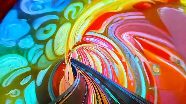 Colorful tunnel ride experience at an amusement park