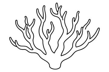 Endangered Staghorn Coral Silhouette - Abstract Geometric Line Art, Kawaii Mascot Logo, Cute Animal Vector Illustration, Clipart