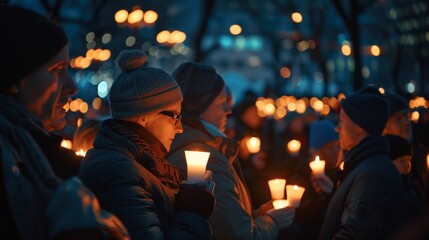 Fototapeta premium Echoes of Solace Emotional Candlelight Vigil in the Night