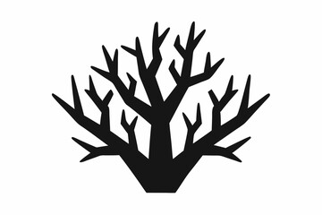 Endangered Staghorn Coral Silhouette - Abstract Geometric Line Art, Kawaii Mascot Logo, Cute Animal Vector Illustration, Clipart