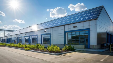 Sustainable Warehouse Solar Panels Shining Bright in EcoFriendly Setting