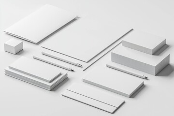 Naklejka premium Realistic blank stationery set mockup isolated created with generative ai