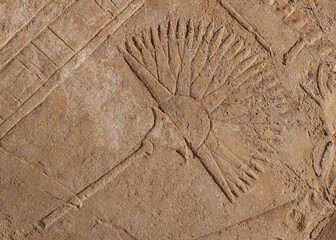 A Bas Relief a fan at Karnak Temple complex . Luxor . Egypt .