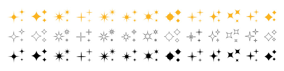 Shine icon set. Sparkle effect collection.