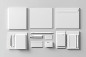 Realistic blank stationery set mockup isolated created with generative ai