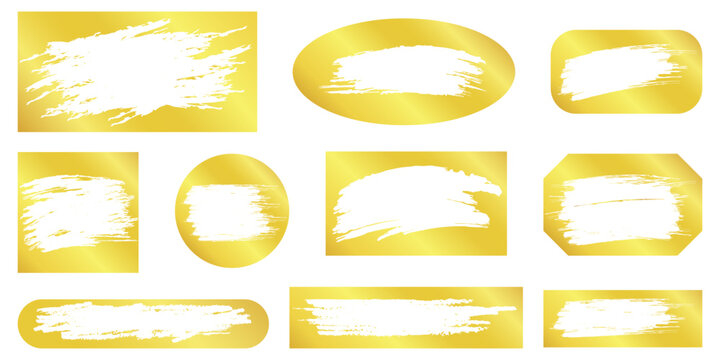 Scratched gold card. Shabby lottery ticket texture. Worn foil effect. Different coupon shapes