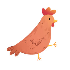 Rooster animal cartoon illustration for children, cute cartoon character