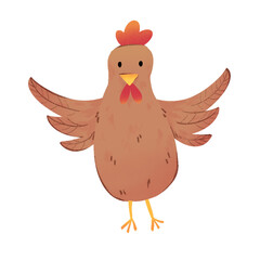 Rooster animal cartoon illustration for children, cute cartoon character
