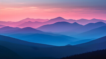 Obraz premium A beautiful mountain range with a pink and blue sky