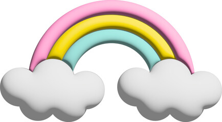 Web cute rainbow on clouds 3d