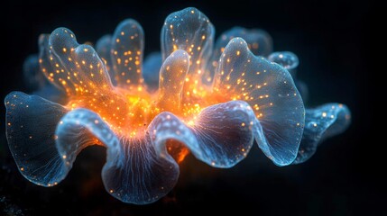 Obraz premium Bioluminescent coral underwater - generative ai