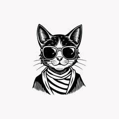 Cool Cat in Sunglasses - Vibrant Vector Silhouette Design