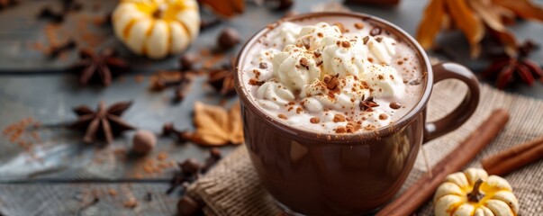 Fototapeta premium Hot chocolate with autumn spices