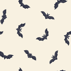 Fototapeta premium Halloween seamless pattern. Bats icons isolated on white background. Vector illustration