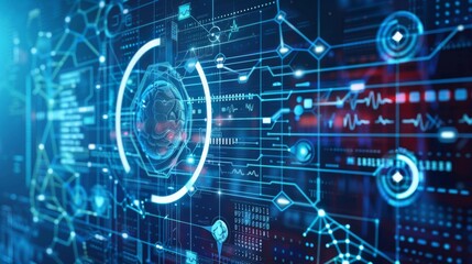 Abstract representation of a digital diagnostic tool with AI-driven analysis and real-time results, illustrating advancements in healthcare technology.