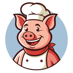 Cheerful Pig Chef Logo - Vector Illustration, SVG & Cricut Files, Line Art, Logo Icons, Clipart, Graphic Element, T-shirt Graphics, SVG Design