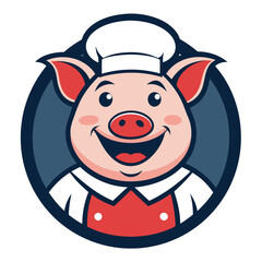 Cheerful Pig Chef Logo - Vector Illustration, SVG & Cricut Files, Line Art, Logo Icons, Clipart, Graphic Element, T-shirt Graphics, SVG Design