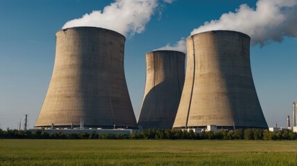 Fototapeta premium Nuclear Power Plant And Cooling System