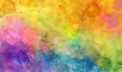 Vibrant watercolor background with yellow, pink, green, and blue splashes. The abstract design has fluid, blended textures, evoking a lively mood.