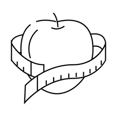 apple lose weight line icon vector. apple lose weight sign. isolated contour symbol black illustration