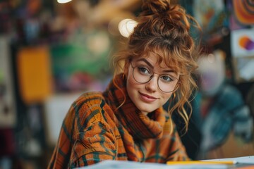 Obraz premium Calligraphy Artist Demonstrates Elegant Script