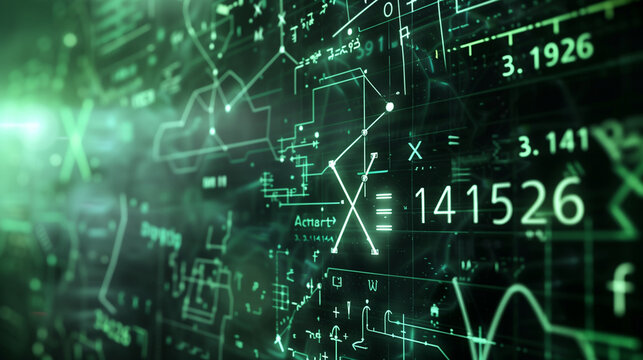 Glowing green math background 