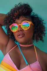 Body Positivity Advocate in Colorful Sunglasses