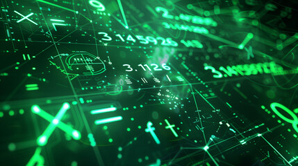 Green numbers background, math backdrop 